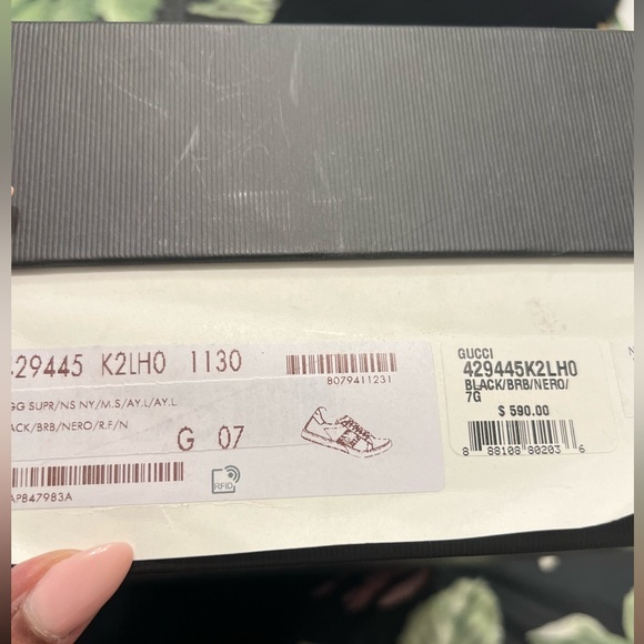 Gucci Supreme Men’s Sneaker Black GG Print with Red and Blue Stripe Sz 7 - Picture 3 of 10